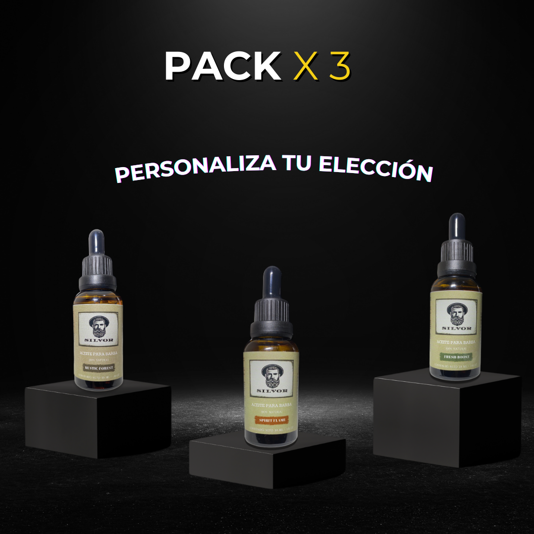 Pack 3 aceites Silvor - Spirit Flame 30 ml, Rustic Forest 30 ml y Fresh Boost 30 ml.