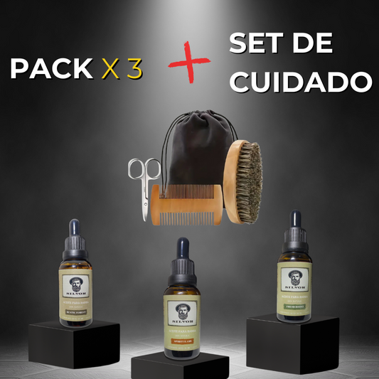 Pack 3 Aceites Silvor + Set Cuidado Barba